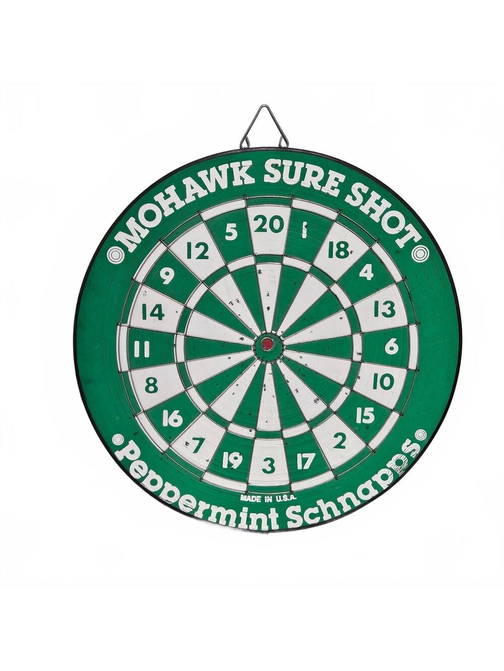 Mohawk 20 Inch Green White Dart Board Peppermint Schnapps Vintage Game Board